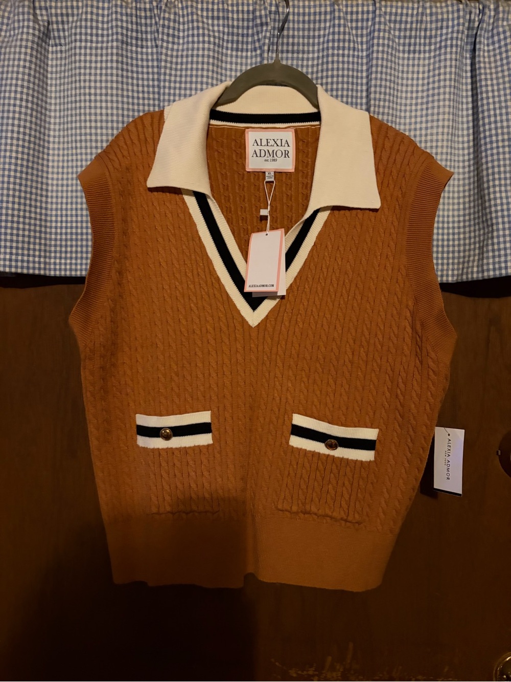 Alexia Admor Rust Cable-Knit Crew Sweater